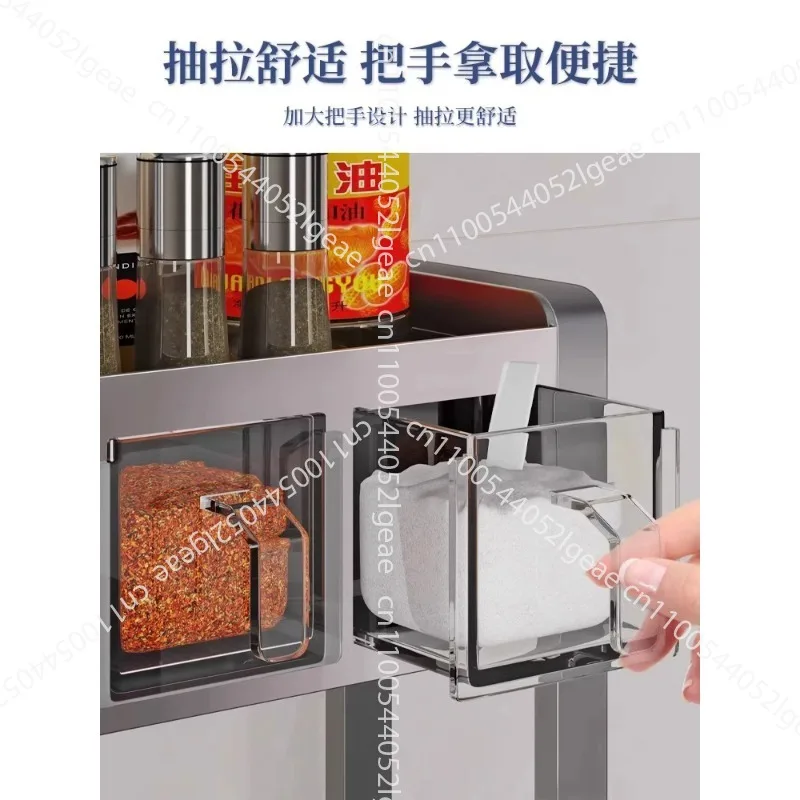 Kitchen Spice Rack Salt and Condiment Box and Jar Multi-functional Knife Rack Household Countertop Multi-layer Storage Shelf