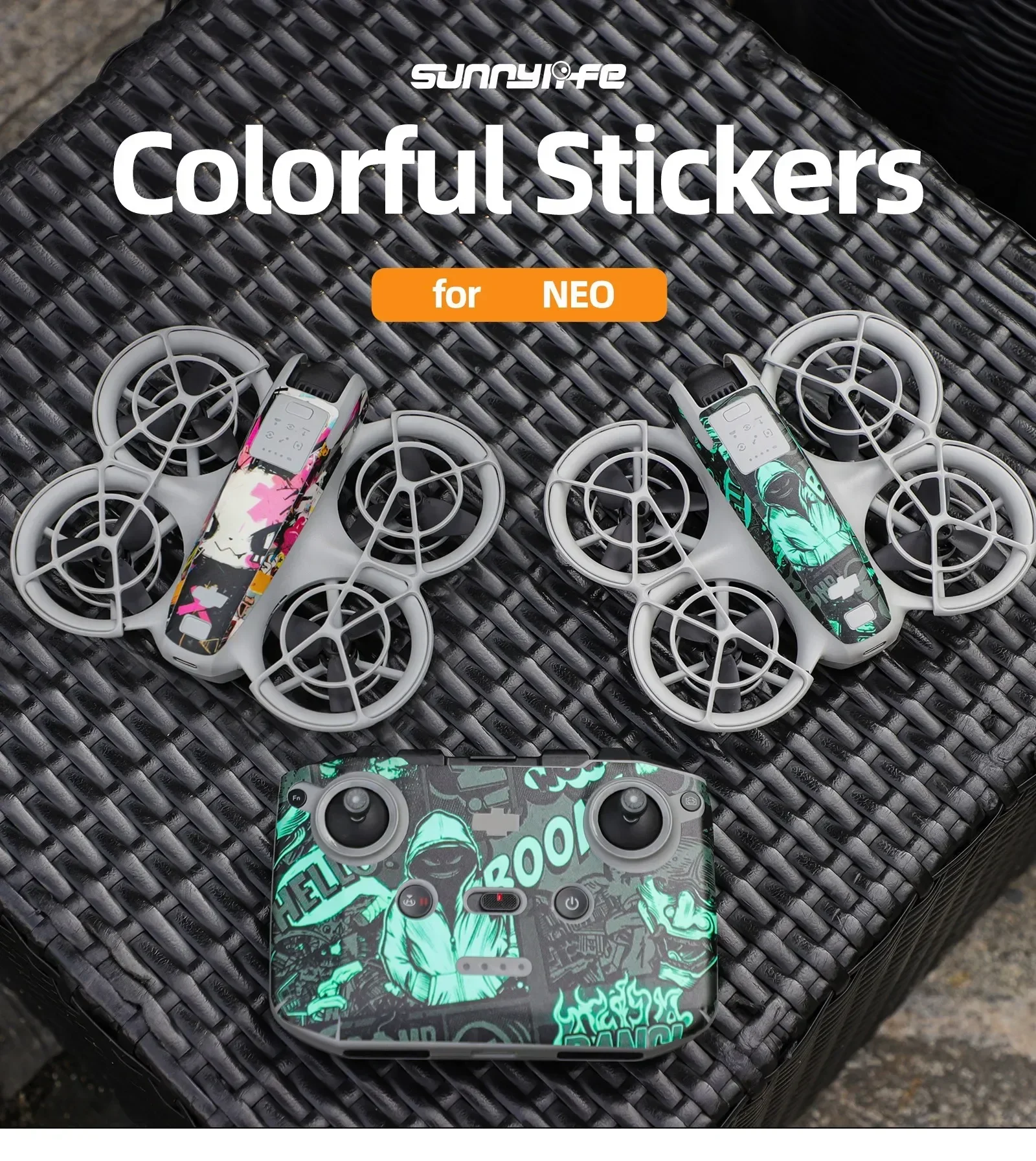 

Sunnylife Drone Sticker Set For DJI NEO Sticker PCV Cool Skin Drone Remote Control Scratch Resistant Protective Stickers Parts