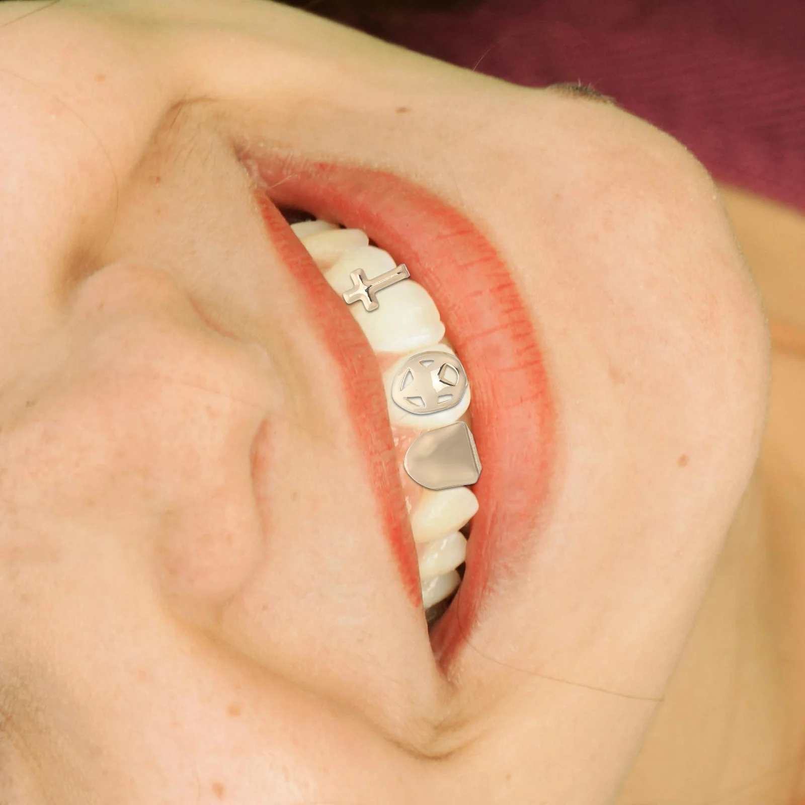 Parrillas para dientes de Hip Hop con cruz de cobre, joyería para disfraz de Halloween, gorros para dientes, accesorios para rapero, suministros para fiestas, joyería para dientes