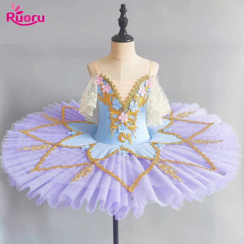 Ruoru-Tutu de balé profissional para meninas, bandeja de panquecas, vestido bailarina, fantasia de dança para mulheres, criança, crianças, novo