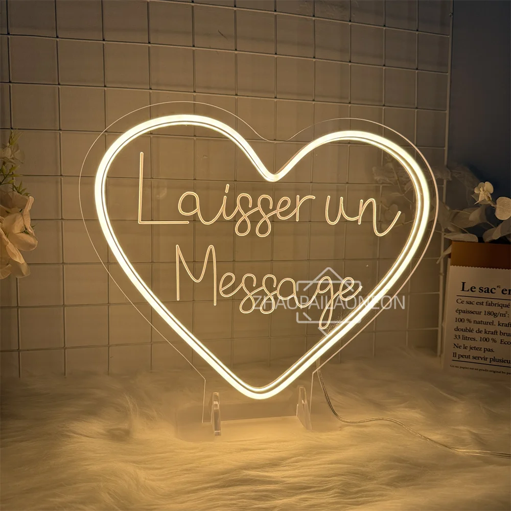 Laisser un 메시지 네온 사인 LED 스페인어 메시지 남기기 Led 네온 테이블 라이트 커피 바 장식 로그인 룸 벽 침실 장식