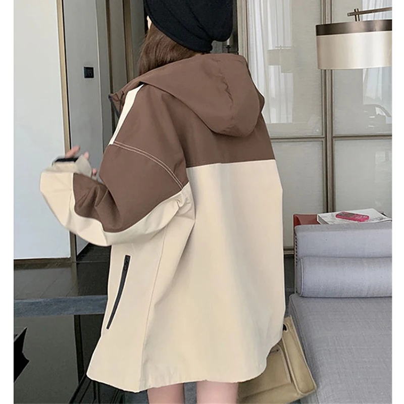 Cappotto da donna Trench a maniche lunghe moda primavera autunno Cappotto da donna foderato coreano Giacca a vento patchwork per il tempo libero 2025 Capispalla femminile