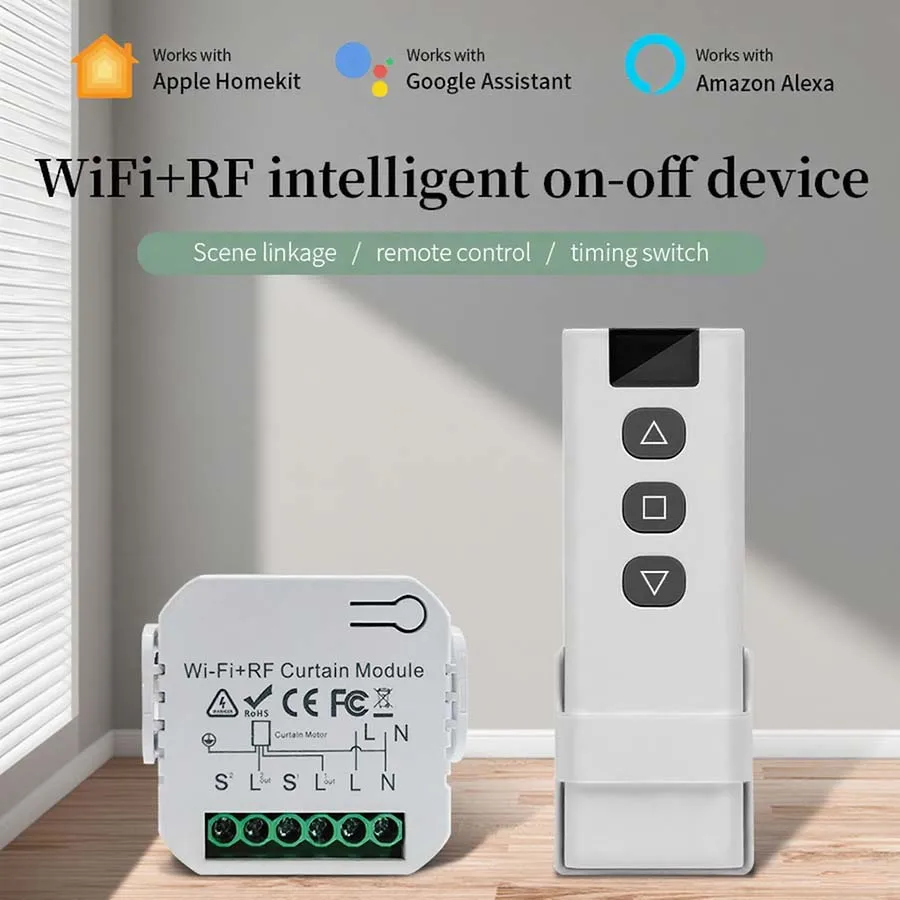 Tuya WiFi Smart Curtain Switch Controller Shutter Motor Control Smart Life APP Control Alexa Google Home Voice Control