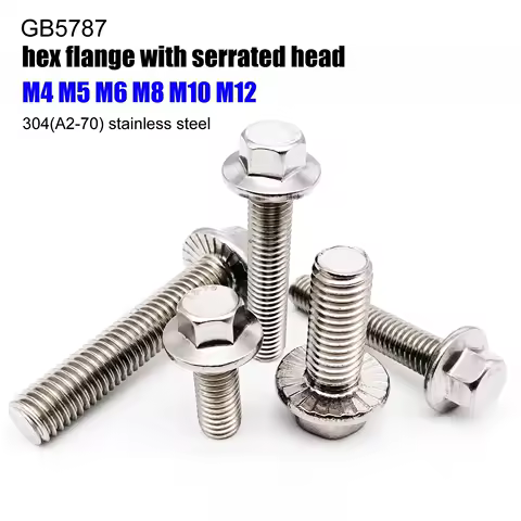 M4 M5 M6 M8 M10 M12 A2-70 304 Stainless Steel GB5787 Hex Washer Head Bolt Hexagon Head With Serrated Flange Cap Screw