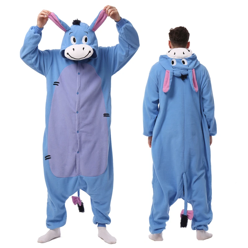 Halloween Onesie Cartoon Donkey Pajama For Adult Women Men Animal Kigurumis Pyjamas Homewear Christmas Cosplay Party Costume XXL