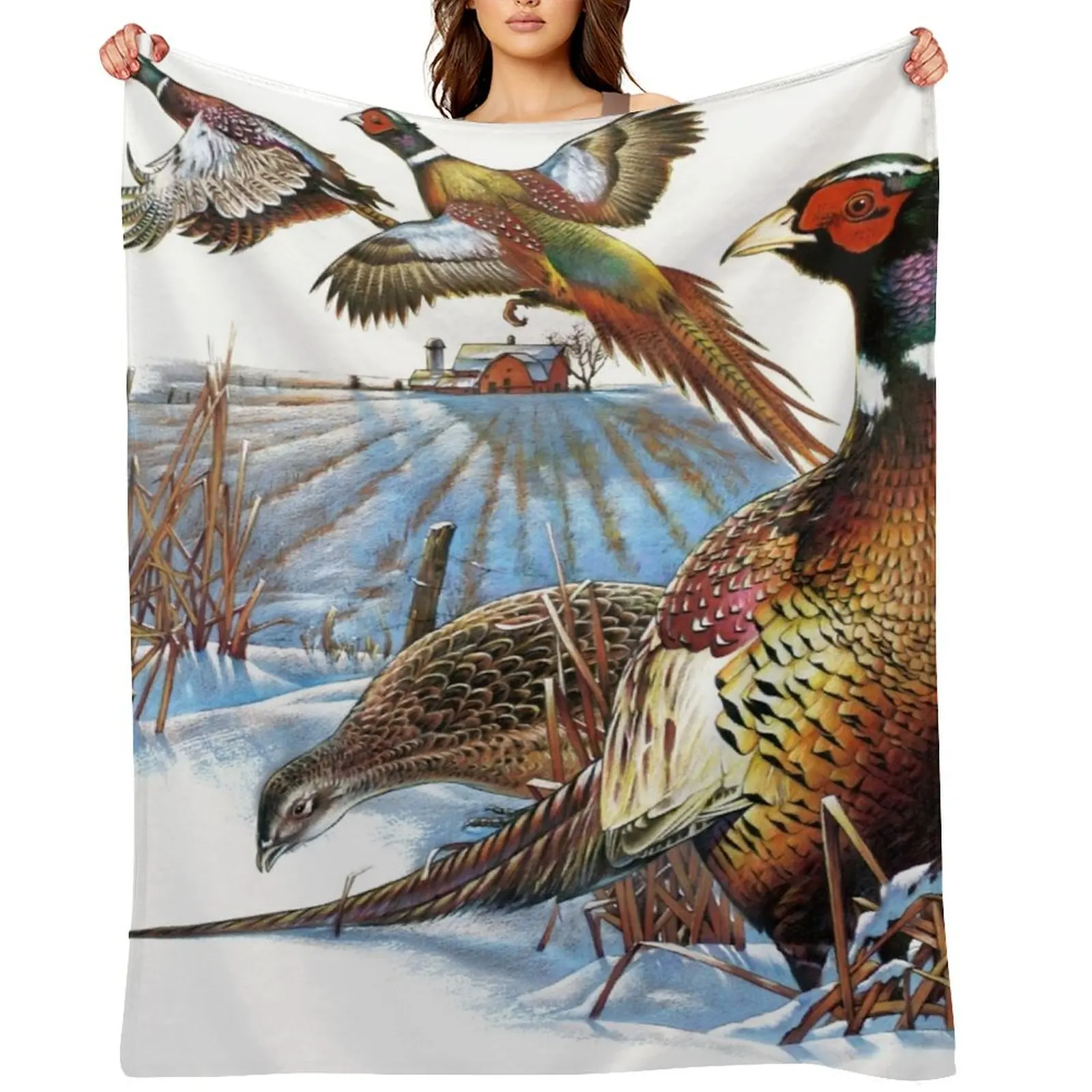 

Pheasant Farm Throw Blanket Plush Decorative Throw christmas decoration Designers Blankets