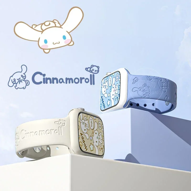 Sanrio Cinnamoroll Strap for Apple Watch Band 44mm 40mm 45mm 41mm 38mm 42mm Silicone Solo Loop bracelet iWatch 8 ultra 7 6 5 3