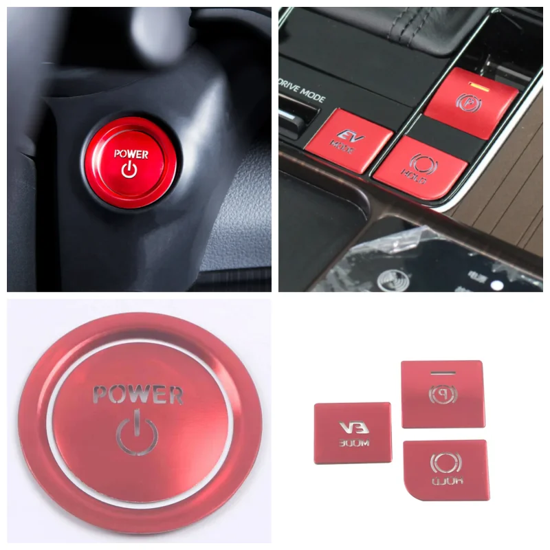 

For Toyota Sienna XL40 2021 2022 Aluminum Auto Engine Start Stop Car Electronic Handbrake Button Trims Cover Stickers Accessorie