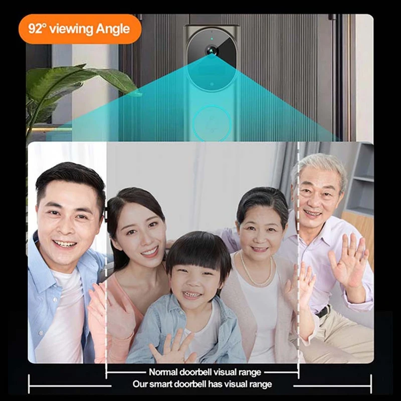 2MP 1080P Dual Lens Wireless WIFI IP Doorbell Video Door Phone Intercom Visual Door Viewer Camera Peehole Viewer