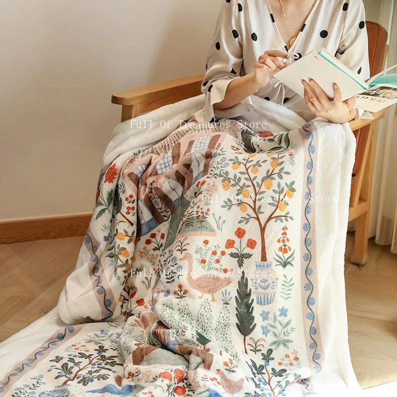French Vintage Carmont Four Seasons Knee Leg Blanket Sofa Blanket Winter Thickened Double Office Siesta Blanket