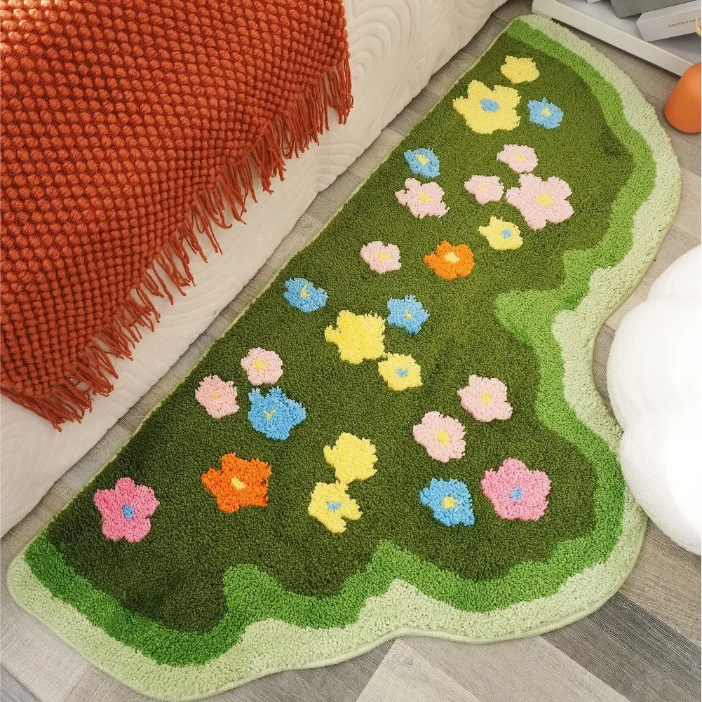 Imitation cashmere irregular living room carpet, plant flowers, bedroom carpet, soft corridor area, beautiful home decoration