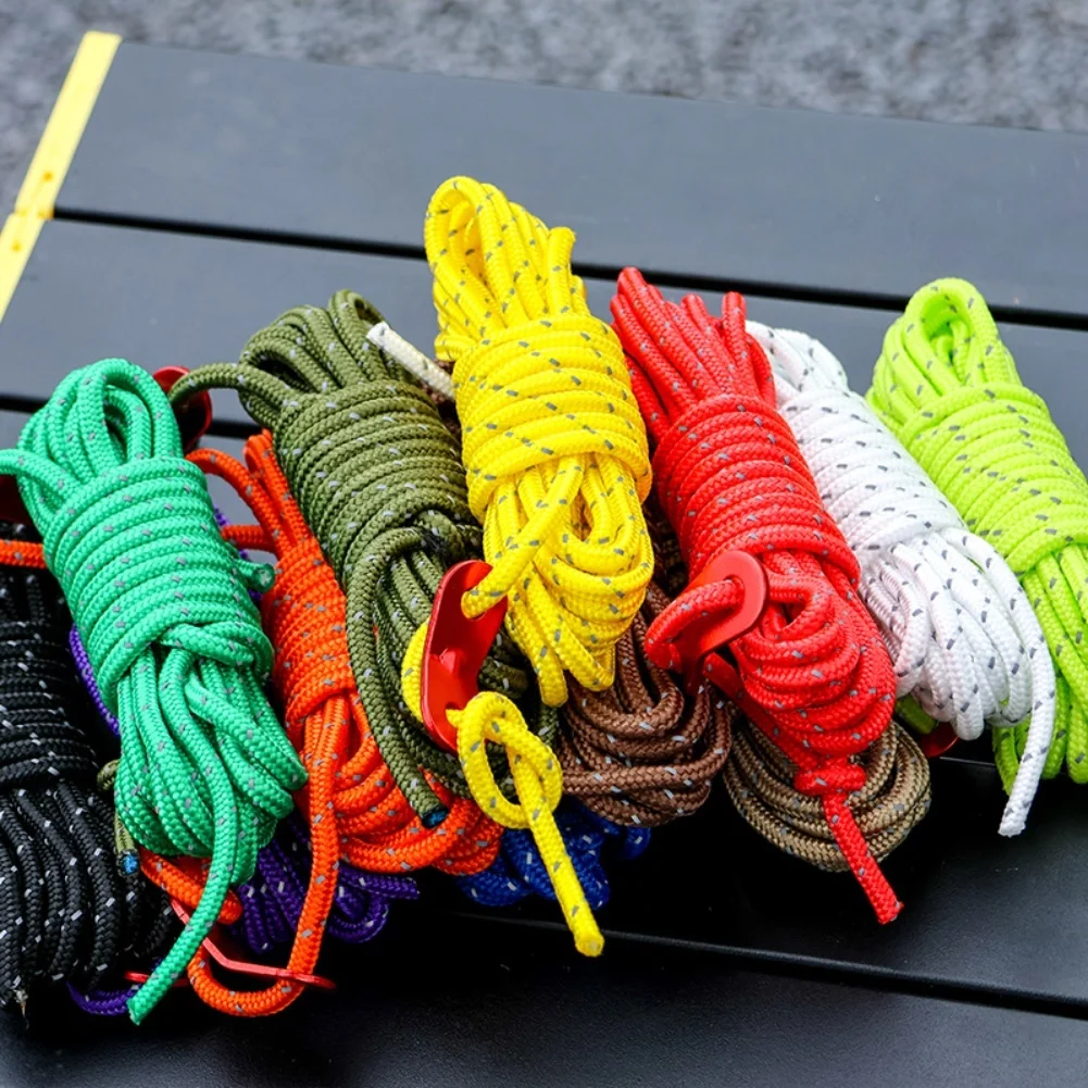 1PCS Outdoor Tent Ropes Reflective Ropes Adjustable Rope Awning Canopy  Reinforced Windproof Rope With Buckles Camping Accessory