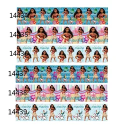 Disney Princess Moana Grosgrain Printed Cartoon Ribbon 25mm for Hairbows DIY 10yards Craft Supplies Handmade Materials