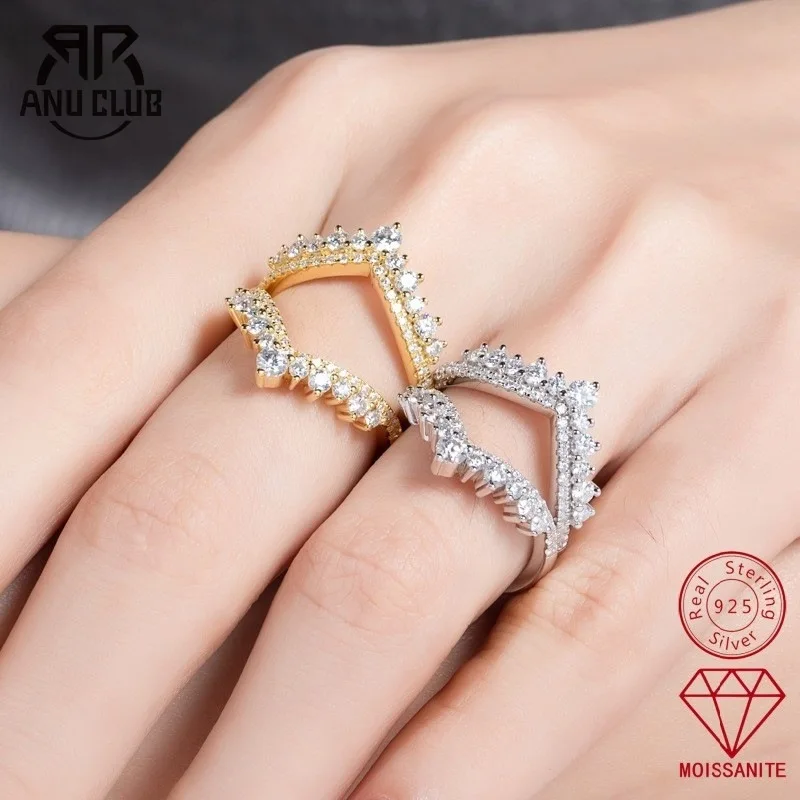 

Кольцо Carnica Luxury из стерлингового серебра 925 пробы с натуральным муассанитом цвета D, V-образное, для женщин, GRA Diamond, свадебное украшение, подарок, хит продаж