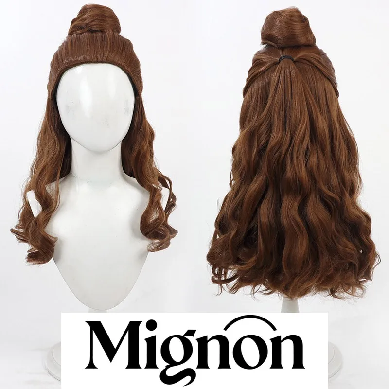 

Beauty and the Beast Princess Belle cosplay wig brown curls detachable parts Halloween gift