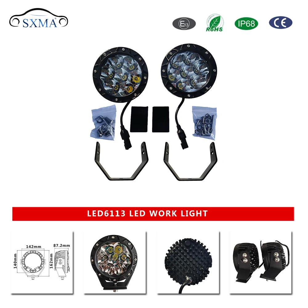 

SXMA LED6113 Round LED Work Lights for Car Truck Search Light Protection Emergency Lighting 5.5" (35w/1pc), Waterproof 1pair