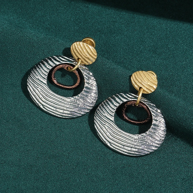 

Vintage Dangle Gold Color Circle Earrings Pendant Silver Color Designer For Women Retro Jewelry Luxury Banquet 2026 New