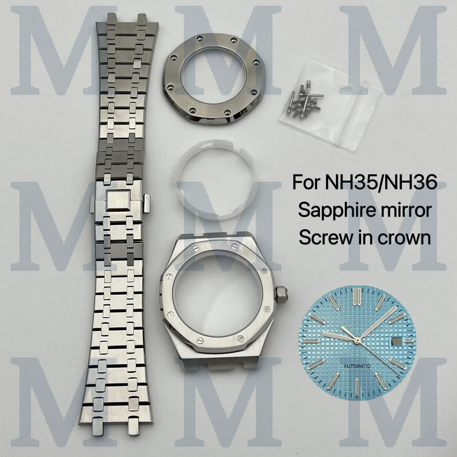 NH35 case 31.8mm dial hands accessory 41mm stainless steel case men's watch DIY assembly for OAK NH35 NH36 automatic movement