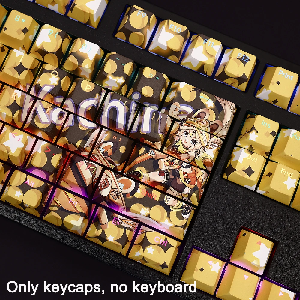 

Kachina Keycaps 108 Keys Genshin Impact PBT Dye Subbed Backlit Keycaps Cartoon Anime Gaming Key Caps For ANSI 87 104 108 Layout