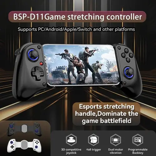 Controlador de juego telescópico D11, luz RGB, Gamepad para teléfono móvil con Turbo/6 ejes giroscopio/vibración para Android iOS PS3 PS4 Switch IP