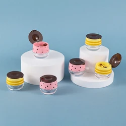3pcs 6g Pink/Yellow Empty Plastic Lip Mask Jars Small Spoon With Honey Lip Balm Cans Bead Containers Lipstick Makeup Containers