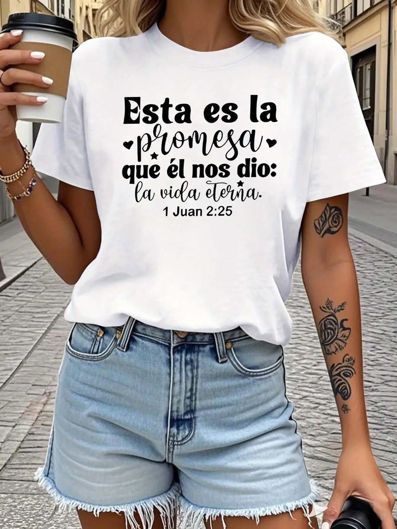 Women Bible Verse TShirt Spanish Eternal Life Promise 1 John 2 25 Esta Es La Promesa Que Él Nos Dio La Vida Eterna Casual