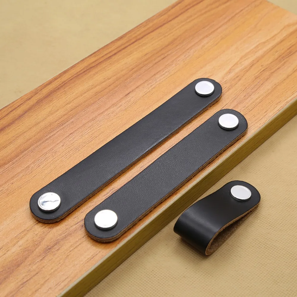 

Nordic Soft Leather Handle Brown Single Hole Drawer Handle Black 96/128mm Cabinet Pulls Furniture Hardware