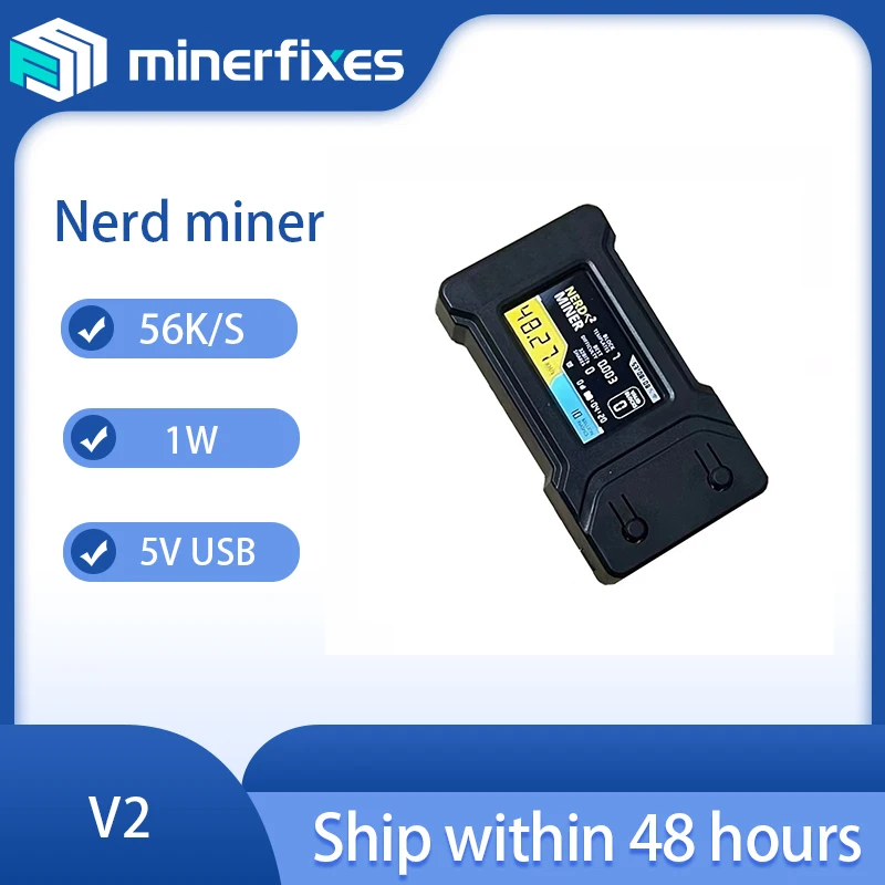 

Nerdminer V2 56K T-Display Hashrate 56K/S Plug And Play BTC Crypto Solo Miner Bitcoin Mining Machine Black Plastic