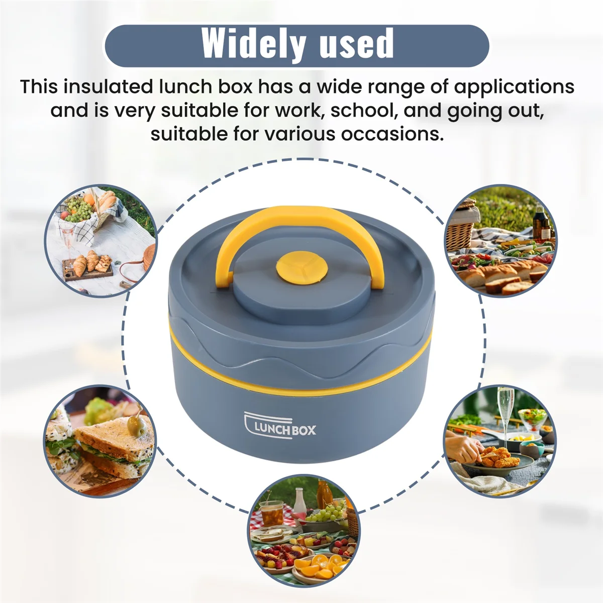 X11AA حاوية غداء دافئة للطعام، حاوية غداء حرارية من الفولاذ المقاوم للصدأ، حاوية طعام حرارية محمولة بينتو، أزرق أ #5