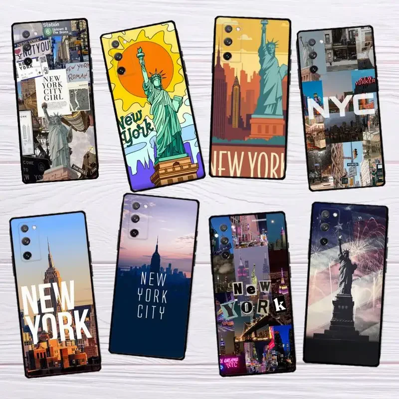 NEW YORK Statue Of Liberty Phone Case for SamsungS23 S22 S21 S20 Ultra Pro S10 S30Plus 20 Ultra Black Cover