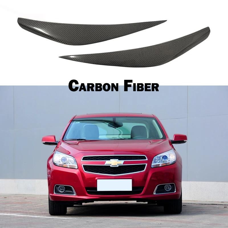 For Chevrolet Malibu 2012 - 2014 Front Light Eyelids Carbon Fiber Eyebrows Malibu Fiber Glass Headlight Decorative Sticker 2pcs