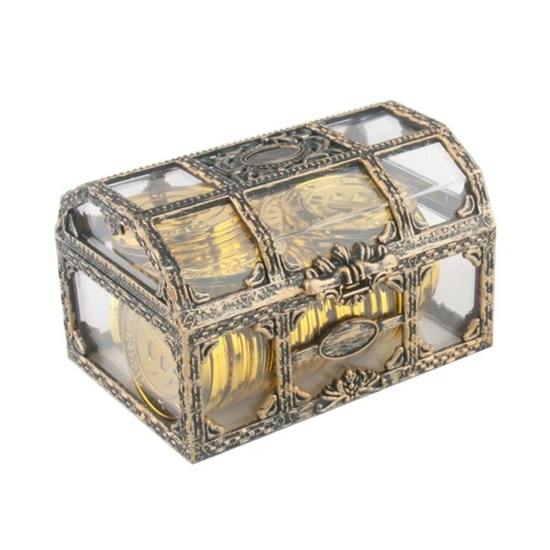 

JU06 Pirate Party Decoration Props Pirate Scene Props Transparent Plastic Box for Birthday Classroom Themed Party
