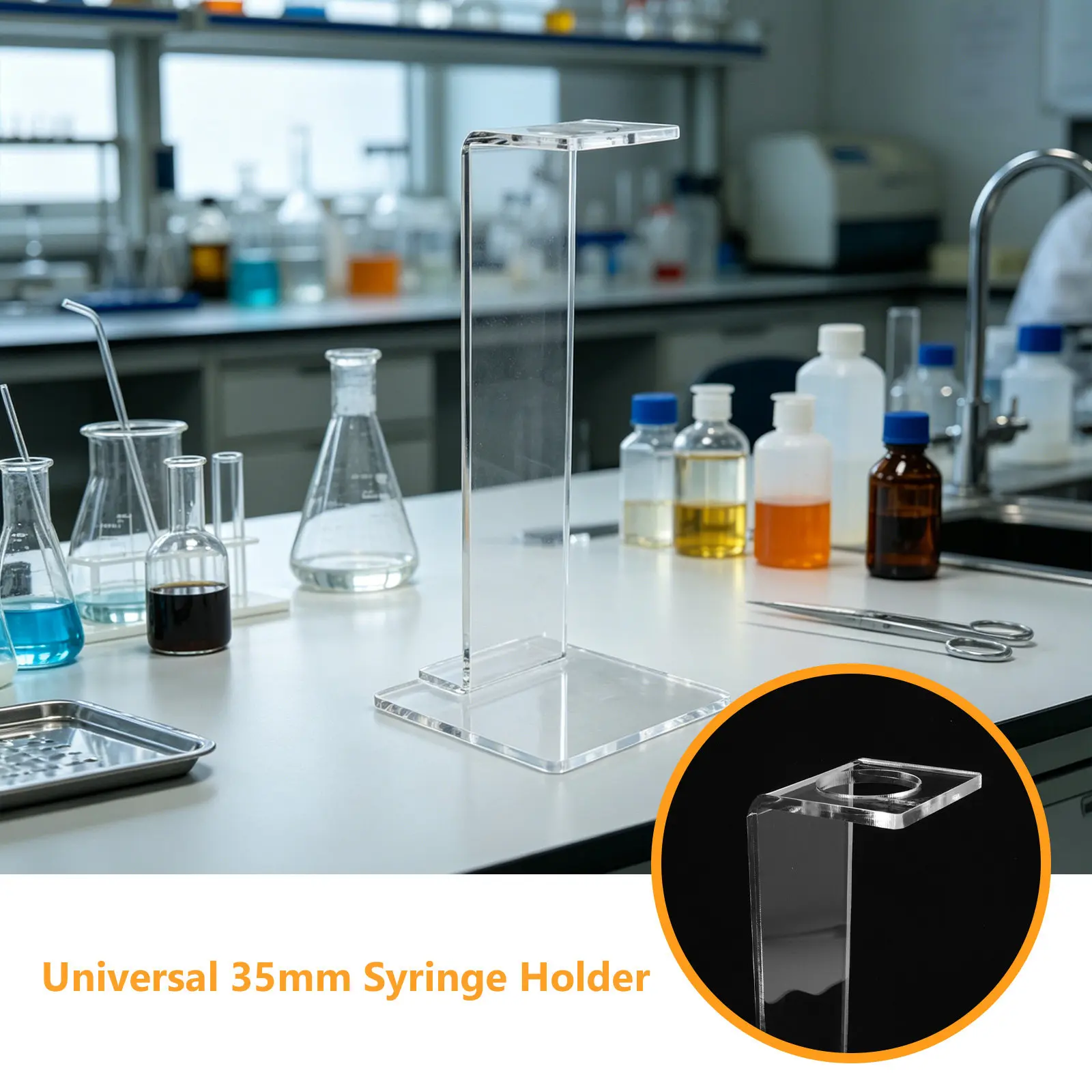 Clear Acrylic Syringe Organizer Rack Vertical Storage 50Ml Syringe Holder Stand Compact Countertop Lab Home Feeding Tubes view 6