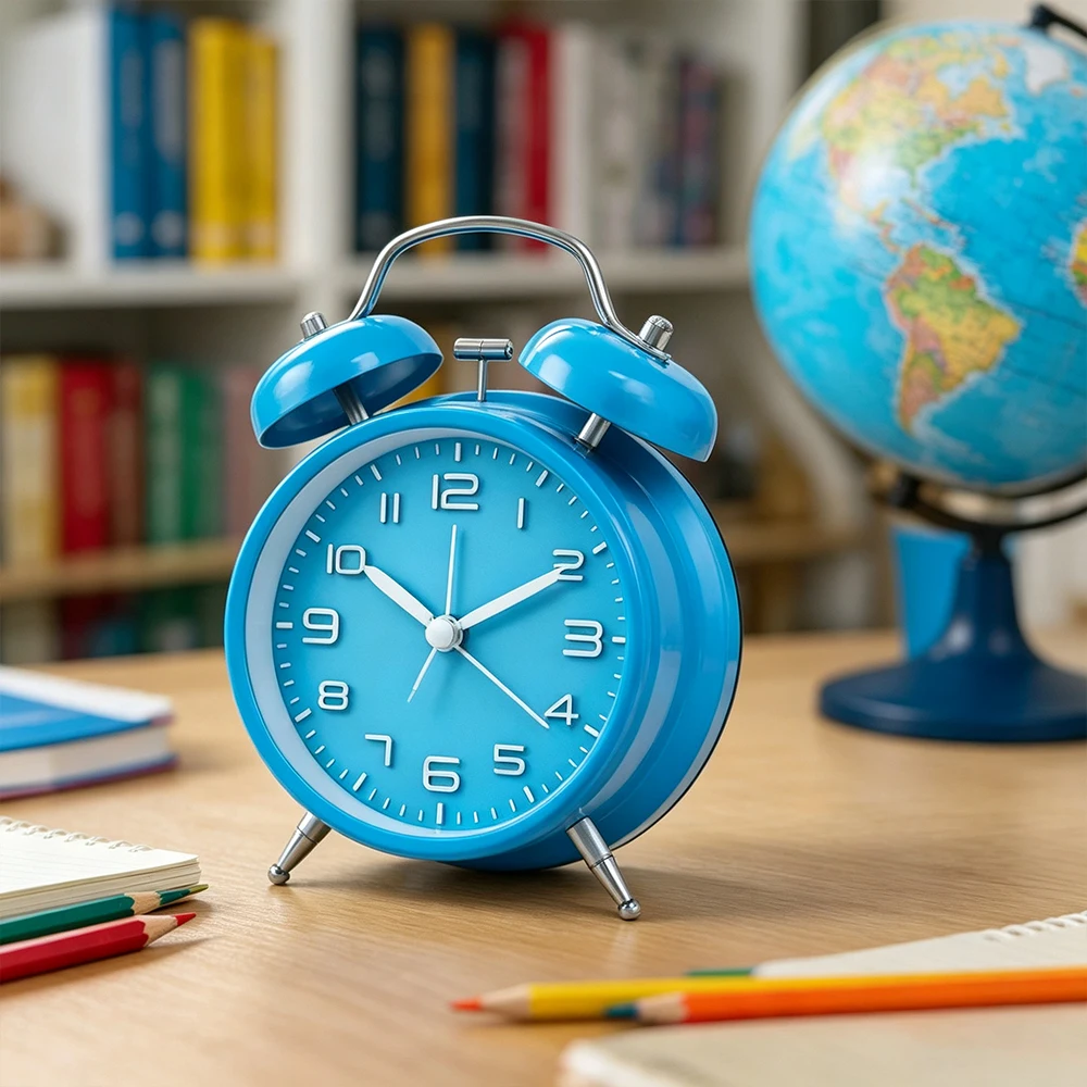 A ringing alarm clock that can wake you up if you hit snooze, silent hands, students love this alarm clock, powered by one AA ba
