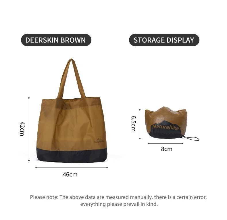 Naturehike Umwelt Tasche Tragbare Große Kapazität Lagerung Tasche Outdoor Camping Lagerung Tasche 20D Nylon Handtasche 28L Picknick Taschen – Detail 16