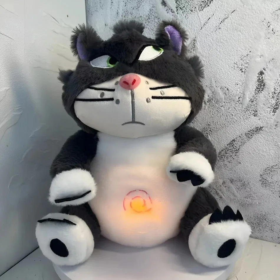 /2026 hot Disney Lucifer Cat Plush Doll Breath Child Peluche Soothes Toy Anime Baby Music Light Sleep Toys Kid New Year Gifts