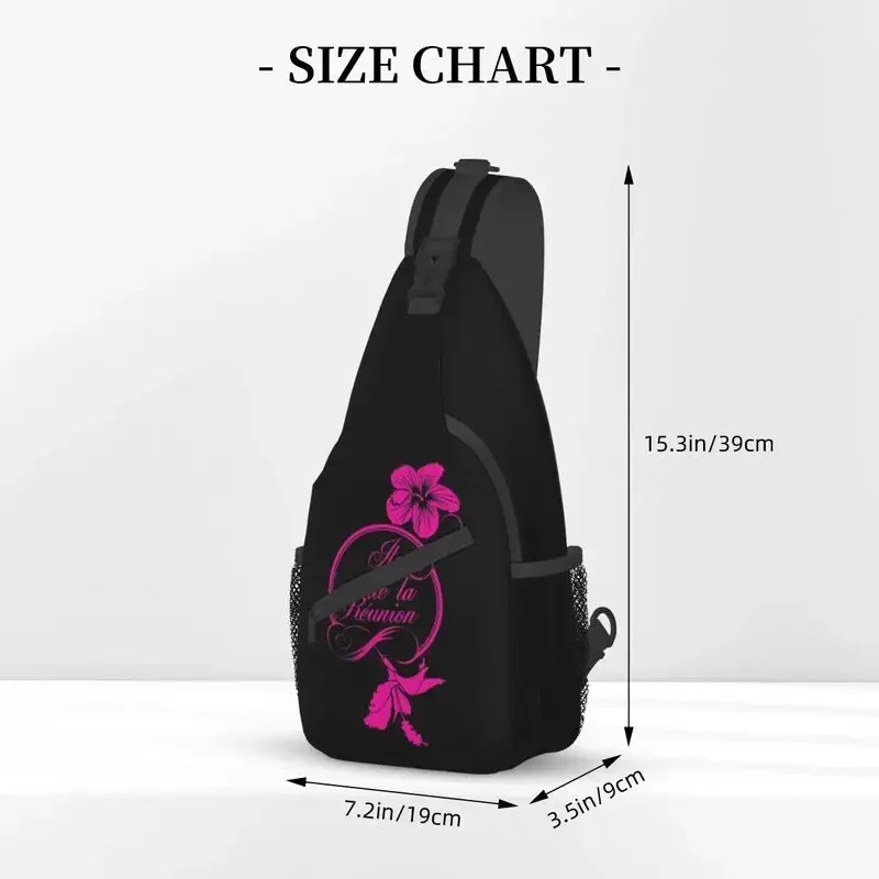 Mochila cruzada informal para hombre, bolso de hombro y pecho para viajar, hibisco fucsia, Isla de Reunión, 974