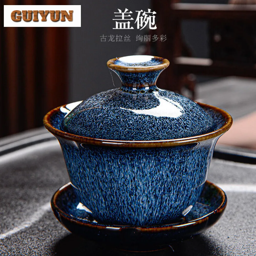 Kung Fu Tea Set Luxury Household Retro Ceramics Office Commerce Ru Kiln Kungfu High-end Chinese Tea Set With Cups and Kettle Bar view 4