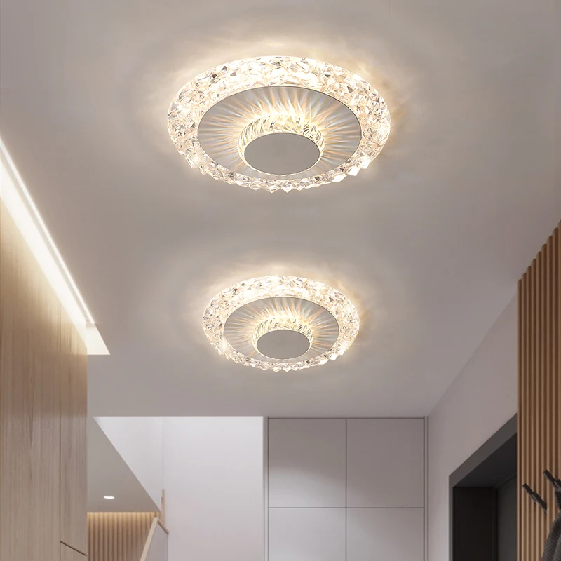 Imagem -03 - Yicolai-luxo Moderno Circular Cristal Luz de Teto Lâmpadas Led Quentes Quarto e Sala de Estar Corredor e Varanda Decoração de Iluminação