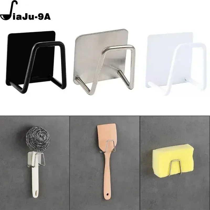 Kitchen 304 Stainless Steel Sink Sponge Holder Self Adhesive Drainer Drying Rack Wall Hooks Accessories Storage Home Organizer