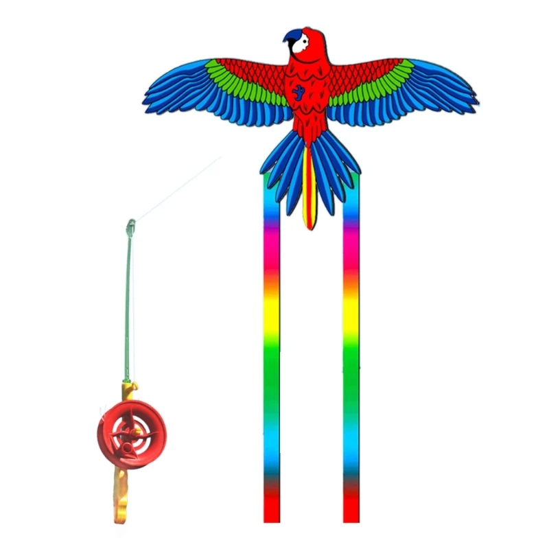 Fishing Rod Dynamic Wing Kites for Garden Long Tail Dynamic Kites Outdoor Kites Flying Toy Best Gift for Family Gathering