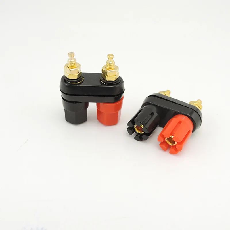 Dual 4mm Banana Plugs Couple Terminals Plug Jack Socket Binding Post Red Black Connector Amplifier Speaker DIY Connectors e1