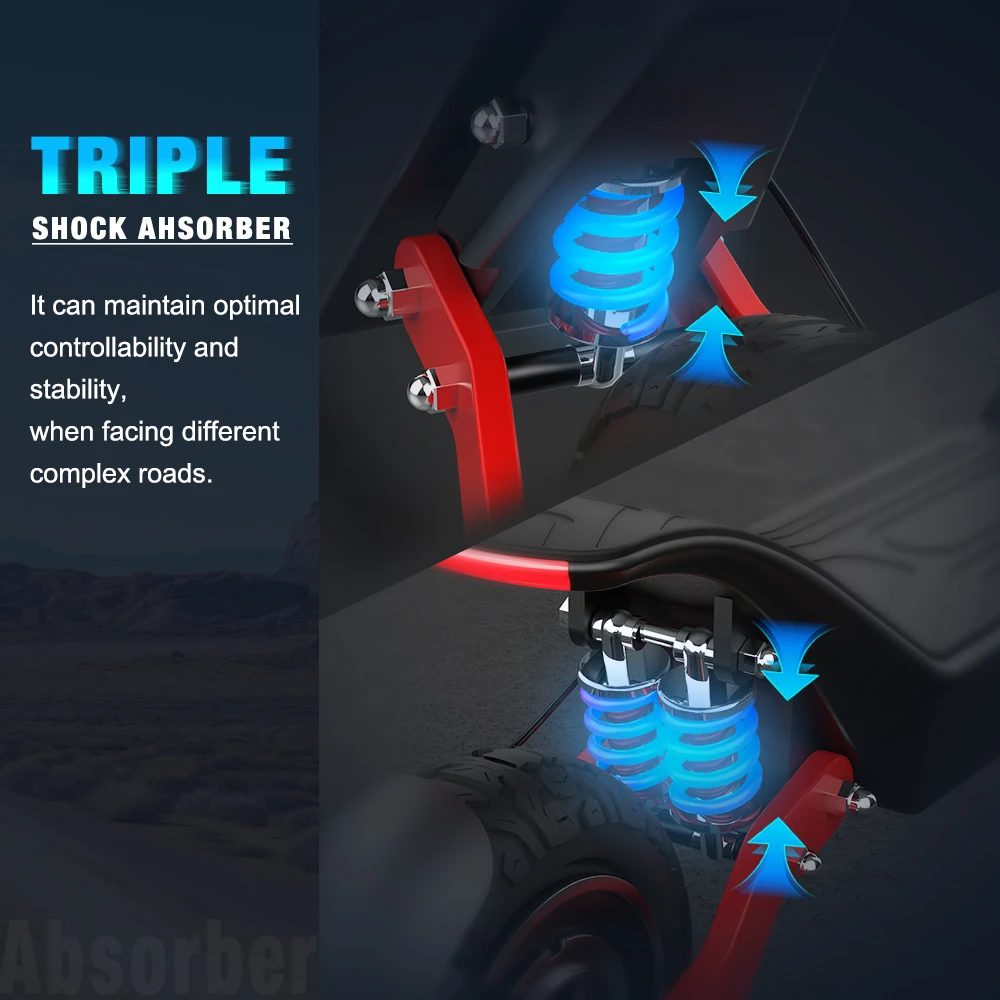 HUANCI X10 Scooter Eléctrico 2000W Potente Motor Dual 50 km/h Velocidad 18.2AH Batería Plegable Scooter de 11 Pulgadas para Adultos