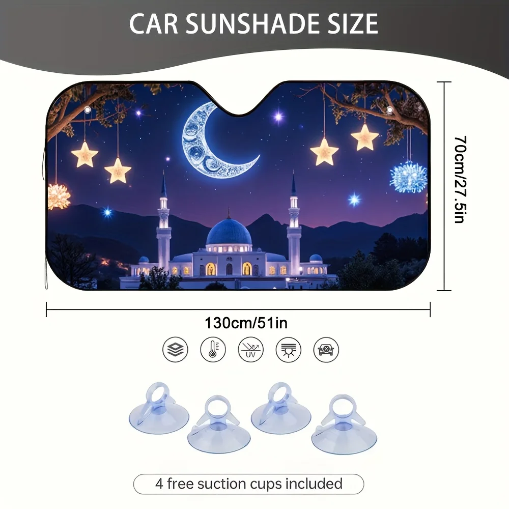 One Piece Of Eid Night Sky Car Sun Visor, Which Easily Fits Various Car Models, Is An Essential Accessory For Those Who Commute,