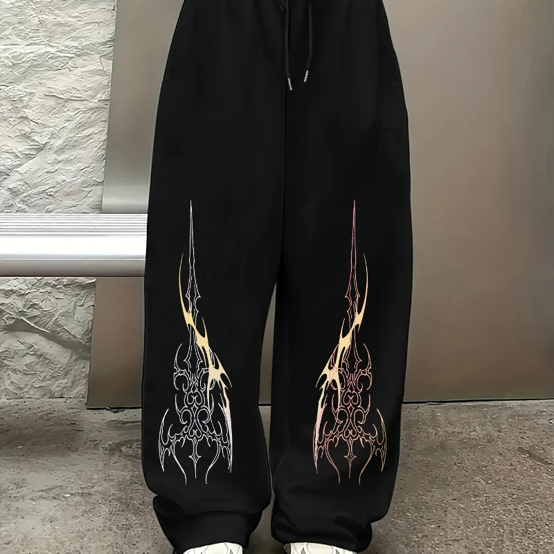 Amerikaanse Y2K dames casual abstracte bedrukte sportbroek voor herfst en winter, nieuwe unisex jogging casual sportbroek
