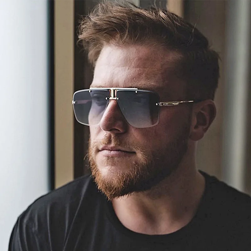 Rimless Sunglasses Rectangle Fashion Popular Women Men Shades Large Square Sun Glasses for Female Male Summer Traveling Glasses