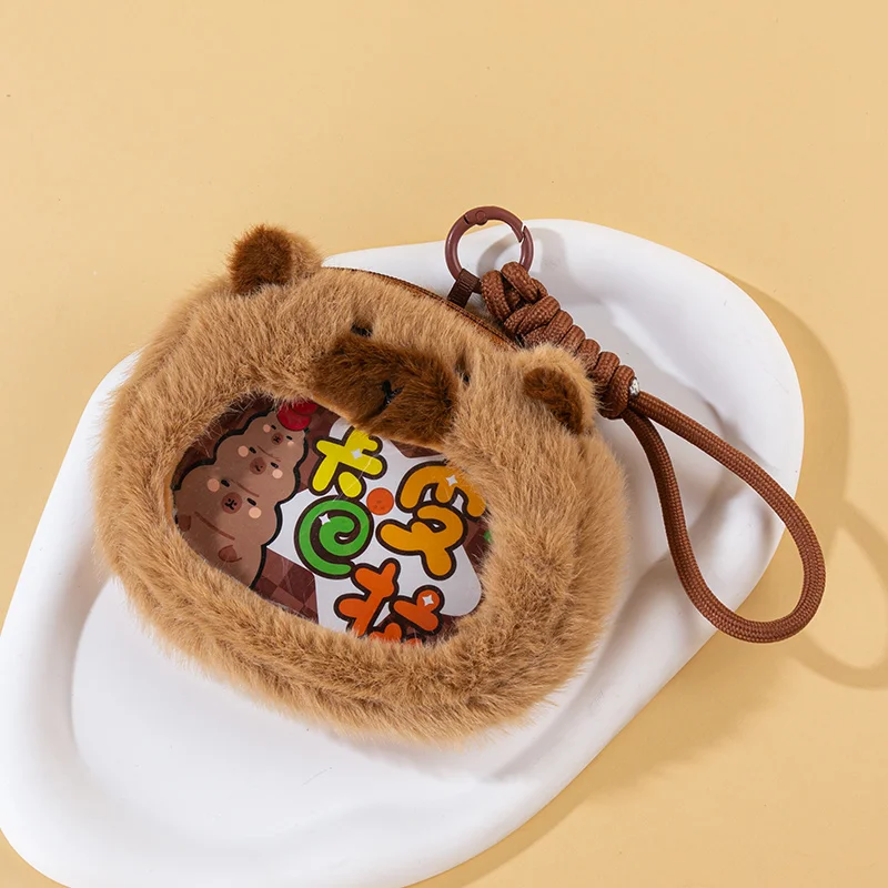 Capybara Storage Bag PP Cotton Zero Wallet Creative PVC Transparent Badge Bag Card storage Keychain Pendant Animal Key Ring