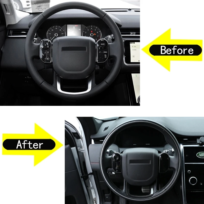 For Range Rover Velar Sports Evoque For Land Rover Discover Sport ABS Carbon Fiber Steering Wheel Frame Decoration Cover Trim