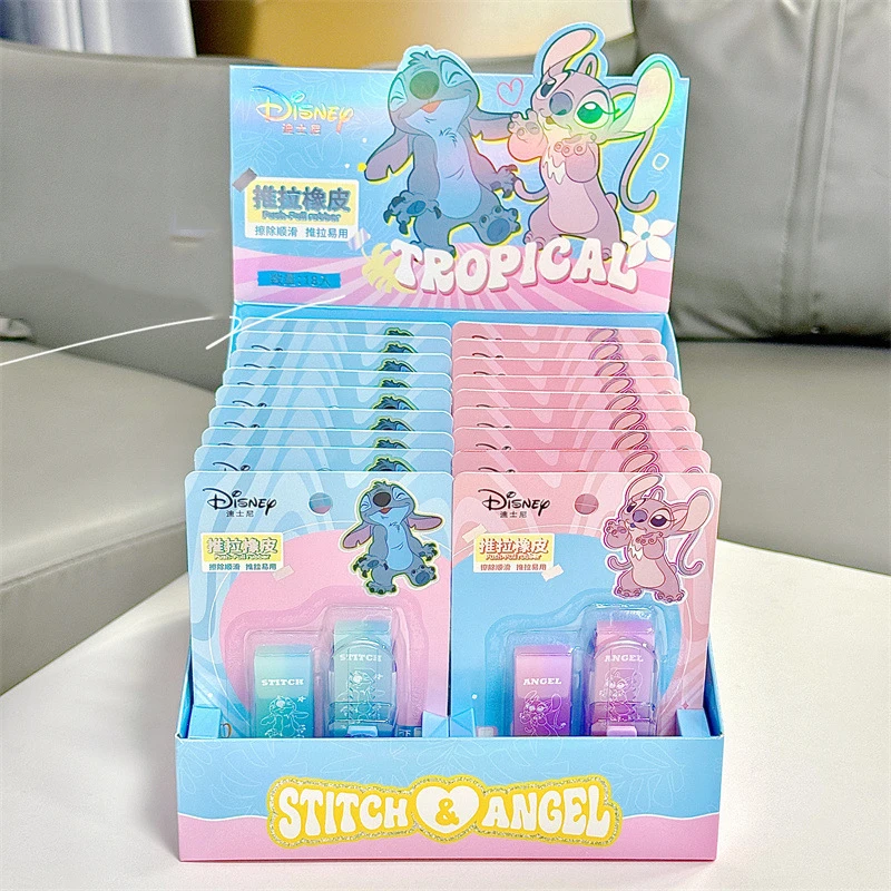 

12pcs/lot Disney Stitch Push Pull Eraser Set Cute Writing Drawing Pencil Erasers Stationery For Kids Gifts School Supplies