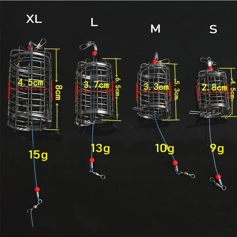 10 قطعة الصيد المغذية الفولاذ المقاوم للصدأ الطعم قاذف سلة المغذية حامل الصيد إغراء قفص الصيد اكسسوارات صيد السمك #2